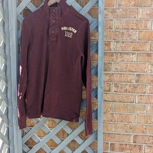 Hollister Men's Maroon Long Sleeve Top